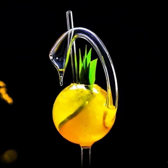 NIB Elite Eighteen Limited Edition Swan Cocktail Glass with a Glass Straw - Picture 2 of 6